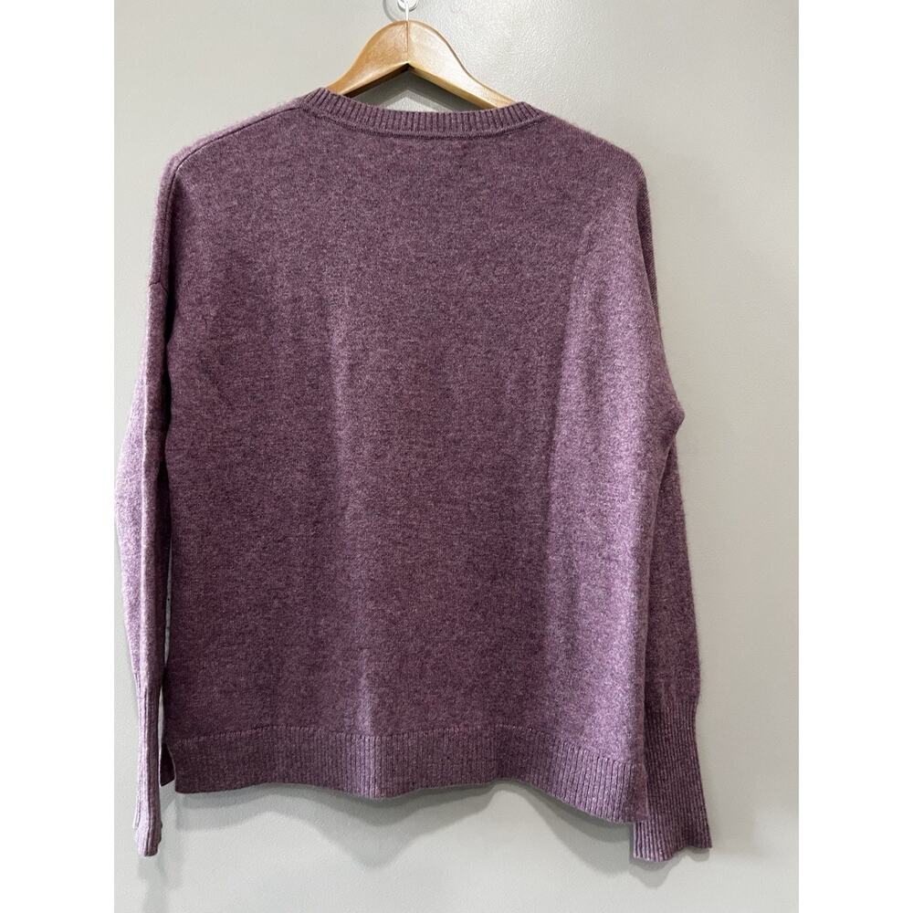 TAHARI Pure Luxe Thick Cashmere Crew Neck Sweater Mauve relaxed sz-M fits large - Picture 3 of 7